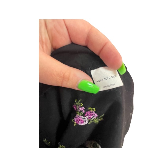 Anna Sui Off the shoulder lantern short sleeve floral top sz P - Picture 4 of 4